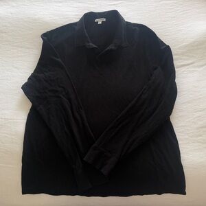 James Perse Black Long Sleeve Polo Top